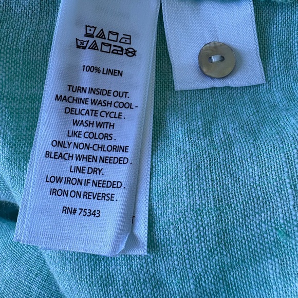 Rachel Zoe XL Linen Mint Green Button Up Top Beach Vacation Lightweight Boxy - Picture 9 of 11